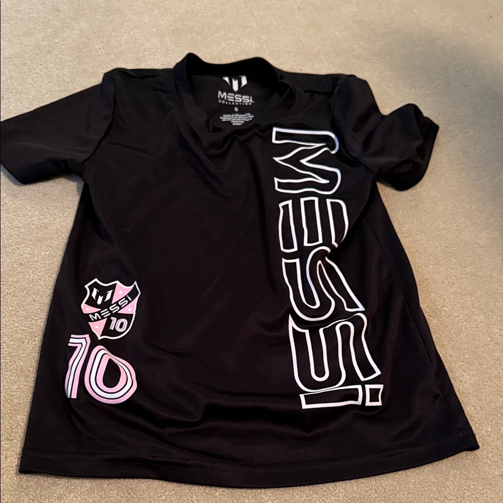Kids Black Shirt Soccer Messi